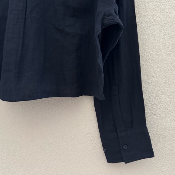Me + Em Cheesecloth Cropped Shirt Button Up Long Sleeve Classic Minimalist 6 NWT - Picture 11 of 14